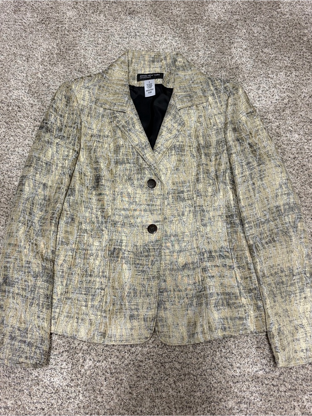 Jones New York Gold and Black Textured Blazer